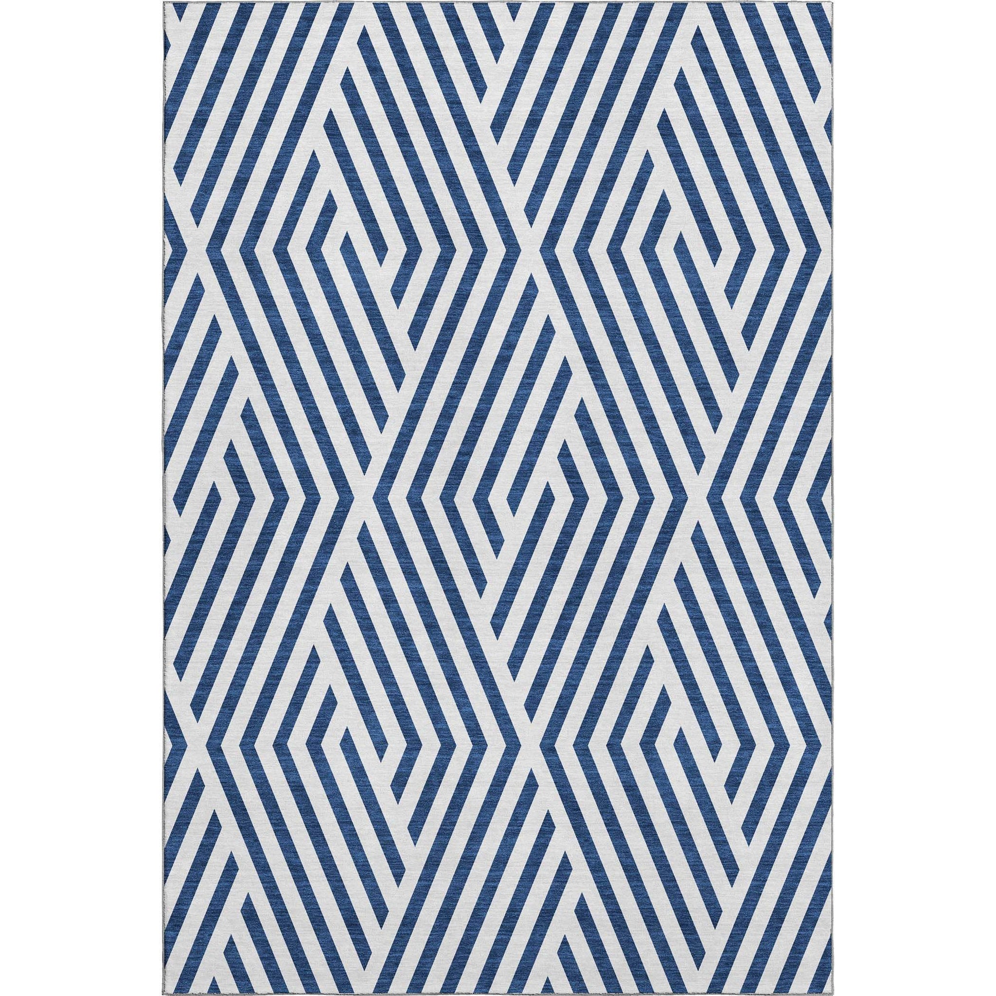 3' X 5' Navy Blue And Ivory Geometric Washable Area Rug With UV Protection - HomeRoots - Flyclothing LLC