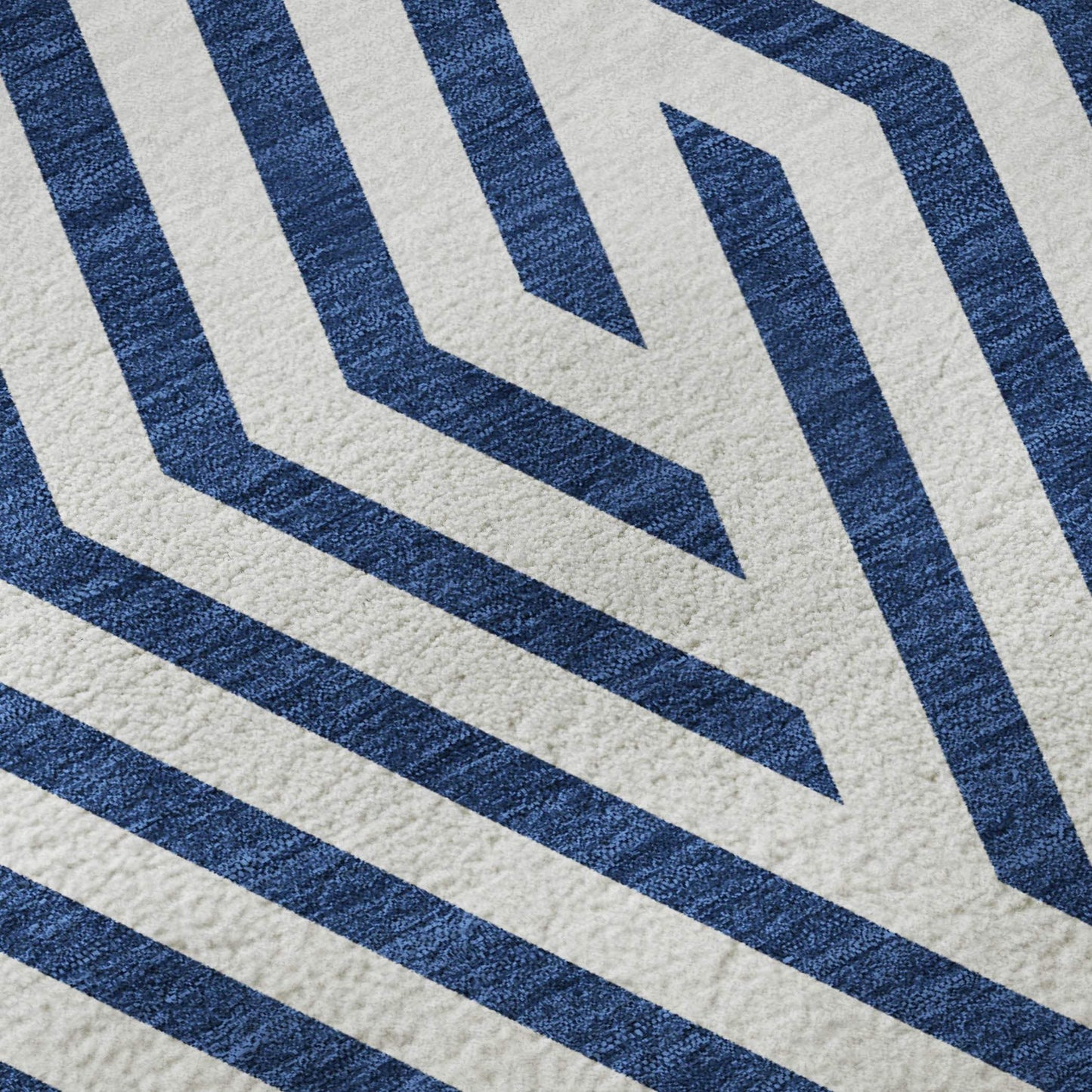 3' X 5' Navy Blue And Ivory Geometric Washable Area Rug With UV Protection - HomeRoots - Flyclothing LLC