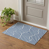 3' X 5' Navy Blue And Ivory Geometric Washable Area Rug With UV Protection - HomeRoots - Flyclothing LLC