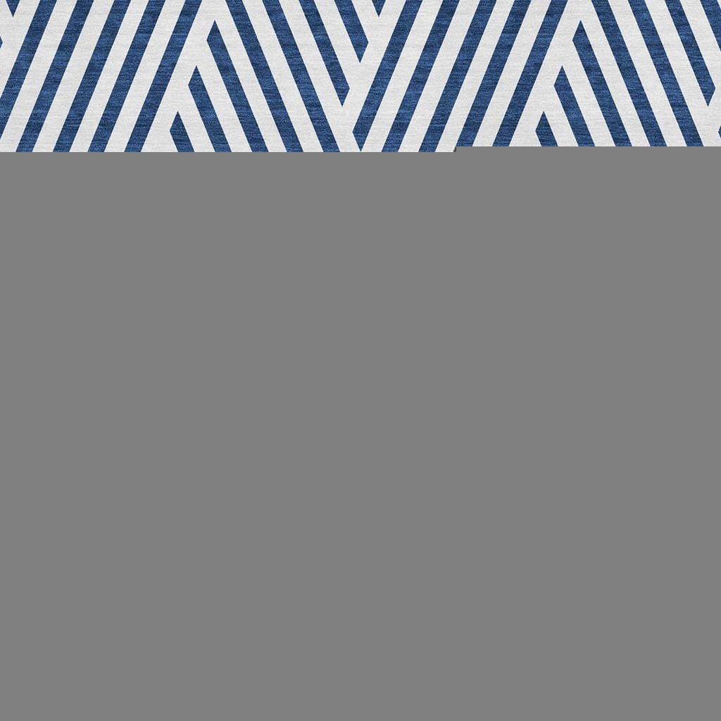 3' X 5' Navy Blue And Ivory Geometric Washable Area Rug With UV Protection - HomeRoots - Flyclothing LLC