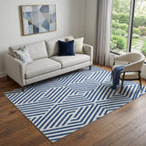 5' X 8' Navy Blue And Ivory Geometric Washable Area Rug With UV Protection - HomeRoots - Flyclothing LLC
