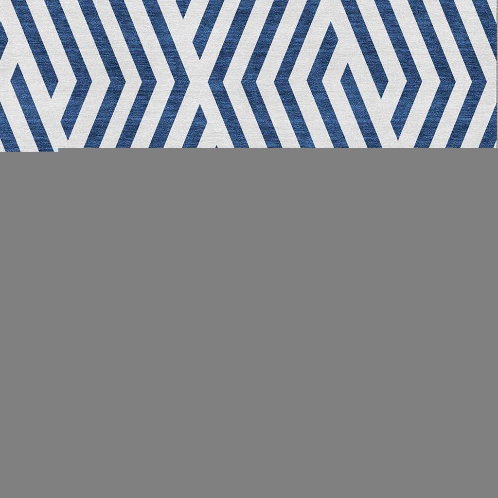 5' X 8' Navy Blue And Ivory Geometric Washable Area Rug With UV Protection - HomeRoots - Flyclothing LLC