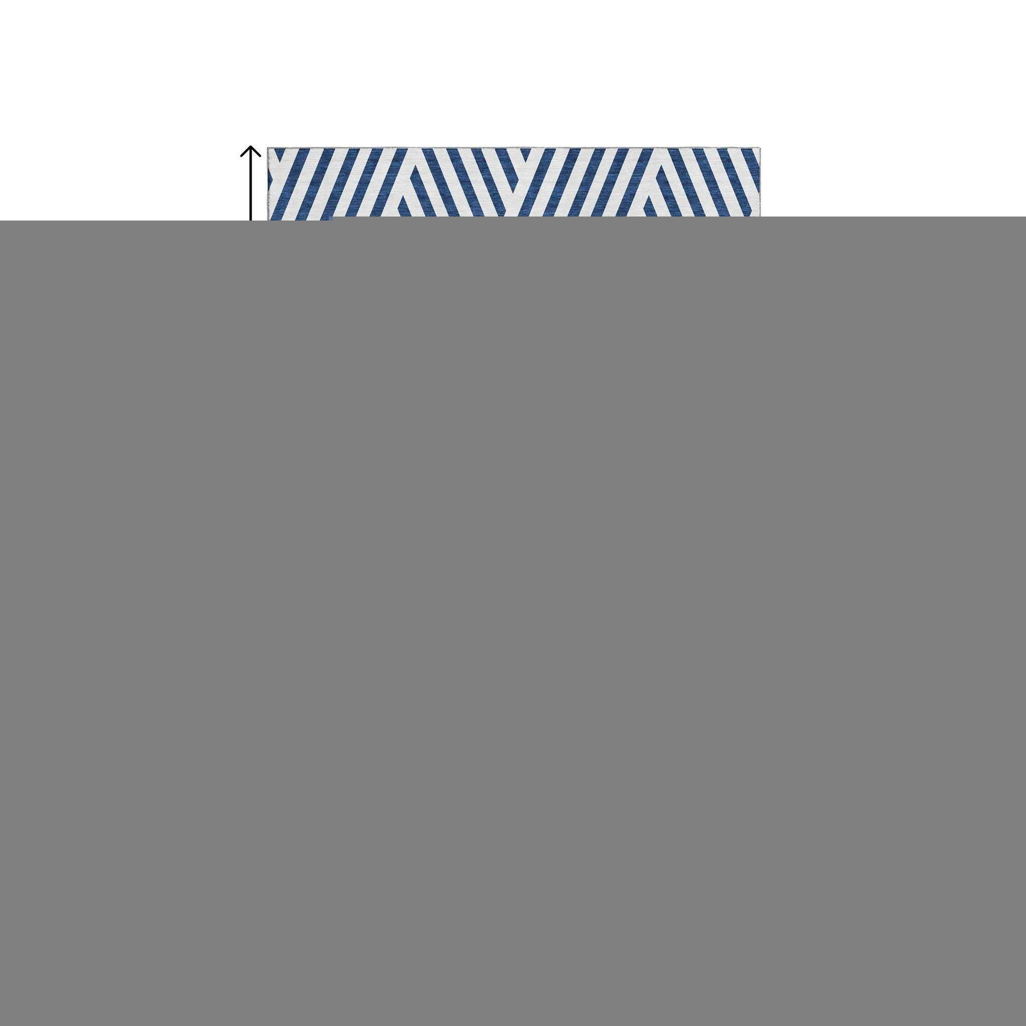 8' X 10' Navy Blue And Ivory Geometric Washable Area Rug With UV Protection - HomeRoots - Flyclothing LLC