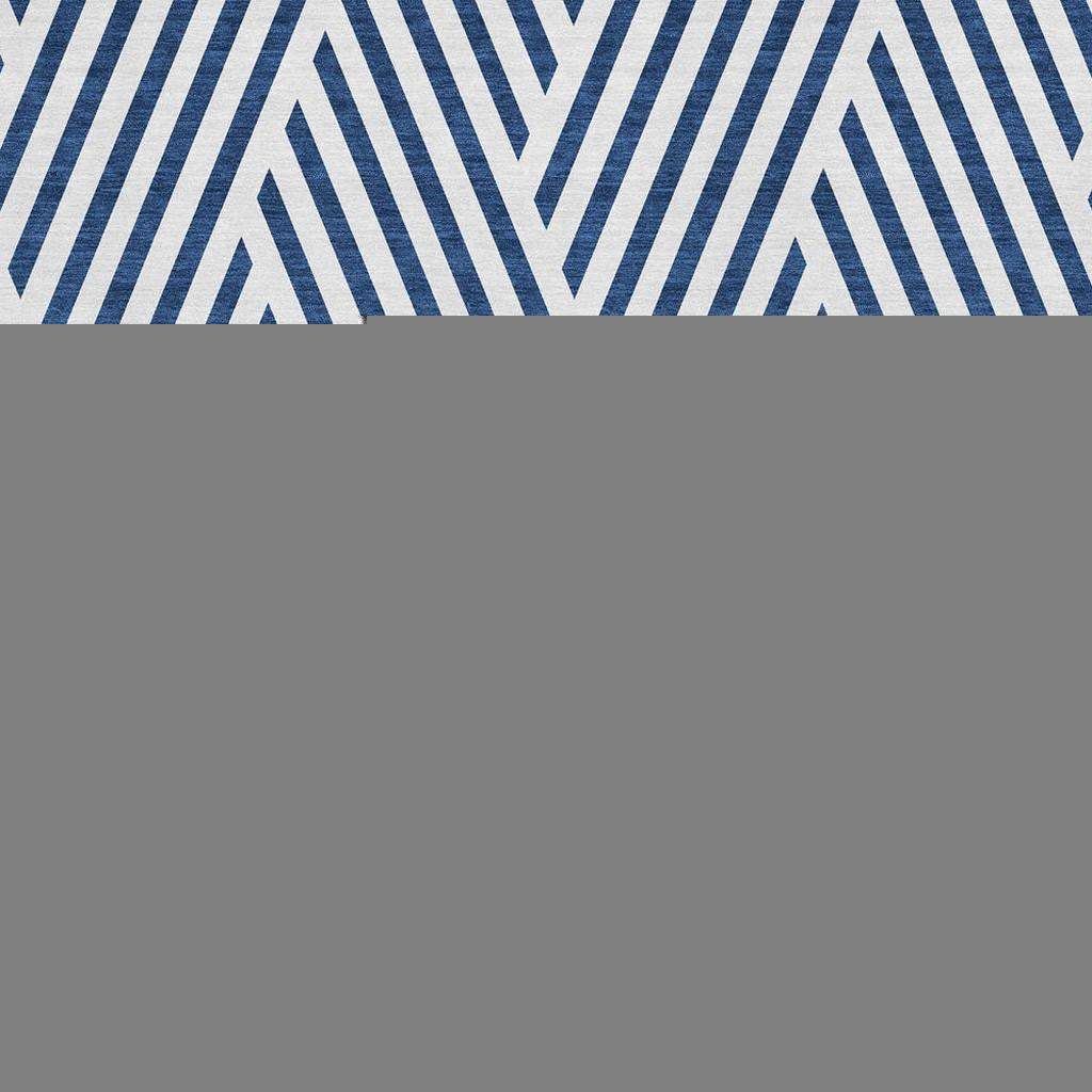 10' X 14' Navy Blue And Ivory Geometric Washable Area Rug With UV Protection - HomeRoots - Flyclothing LLC
