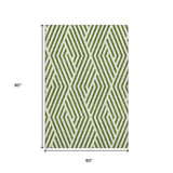 5' X 8' Olive Green And Ivory Geometric Washable Area Rug With UV Protection - HomeRoots - Flyclothing LLC