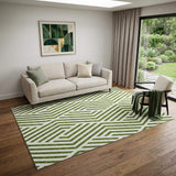 5' X 8' Olive Green And Ivory Geometric Washable Area Rug With UV Protection - HomeRoots - Flyclothing LLC