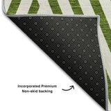 5' X 8' Olive Green And Ivory Geometric Washable Area Rug With UV Protection - HomeRoots - Flyclothing LLC