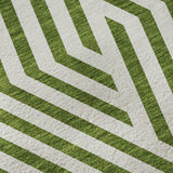 5' X 8' Olive Green And Ivory Geometric Washable Area Rug With UV Protection - HomeRoots - Flyclothing LLC