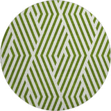 8' Olive Green And Ivory Geometric Washable Round Rug With UV Protection - HomeRoots - Flyclothing LLC