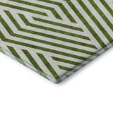 8' Olive Green And Ivory Geometric Washable Round Rug With UV Protection - HomeRoots - Flyclothing LLC