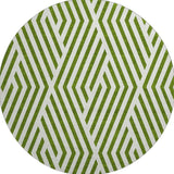 8' Olive Green And Ivory Geometric Washable Round Rug With UV Protection - HomeRoots - Flyclothing LLC