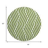 8' Olive Green And Ivory Geometric Washable Round Rug With UV Protection - HomeRoots - Flyclothing LLC