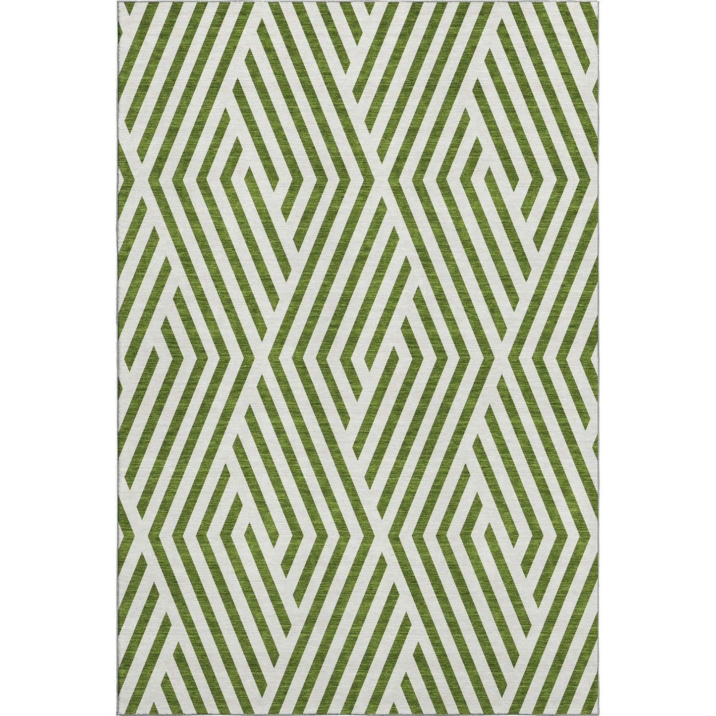8' X 10' Olive Green And Ivory Geometric Washable Area Rug With UV Protection - HomeRoots - Flyclothing LLC