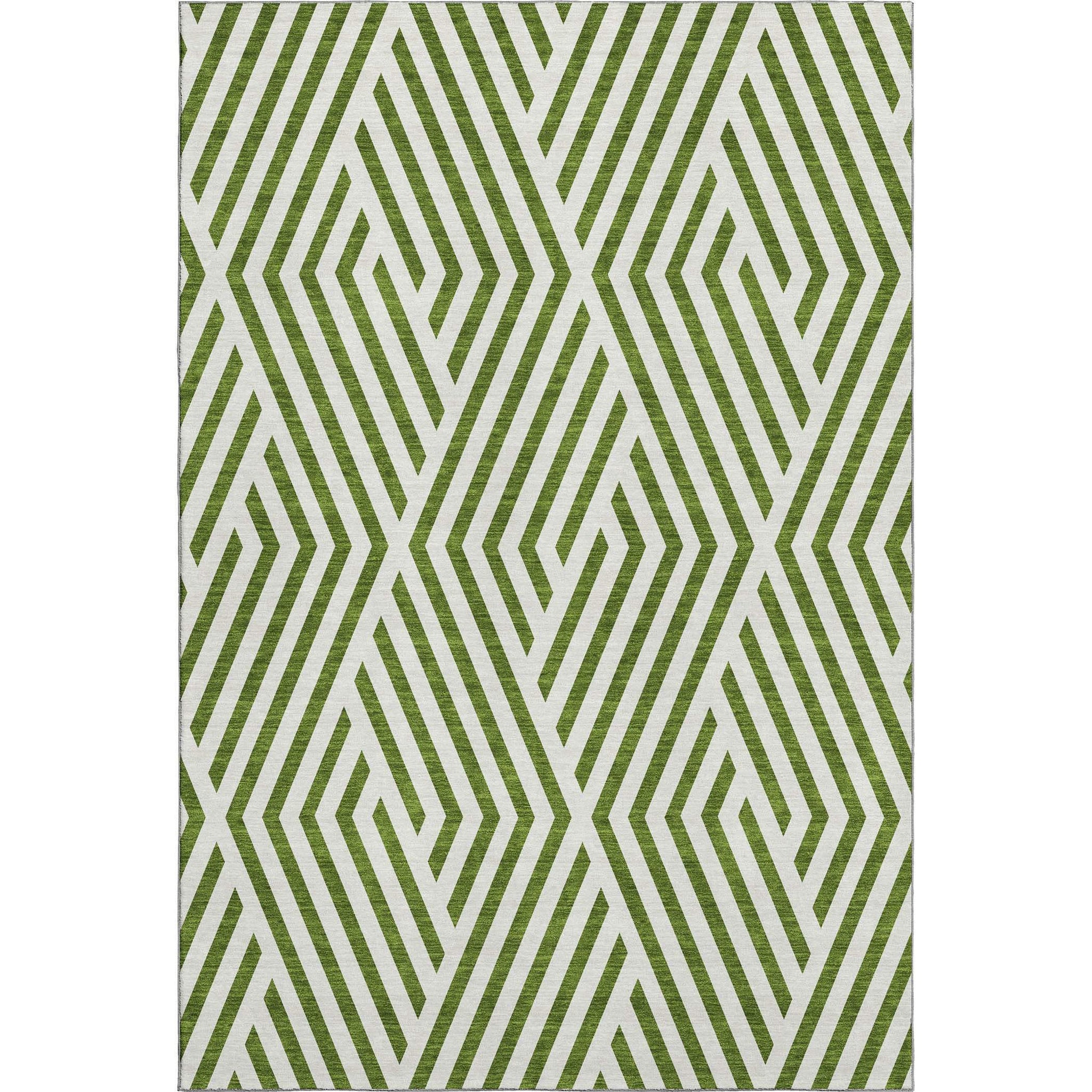 8' X 10' Olive Green And Ivory Geometric Washable Area Rug With UV Protection - HomeRoots - Flyclothing LLC