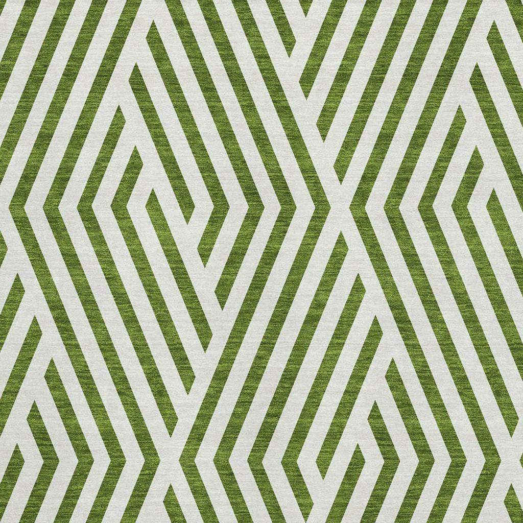8' X 10' Olive Green And Ivory Geometric Washable Area Rug With UV Protection - HomeRoots - Flyclothing LLC