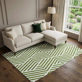 9' X 12' Olive Green And Ivory Geometric Washable Area Rug With UV Protection - HomeRoots - Flyclothing LLC