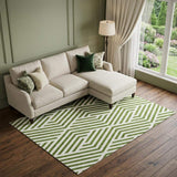 10' X 14' Olive Green And Ivory Geometric Washable Area Rug With UV Protection - HomeRoots - Flyclothing LLC