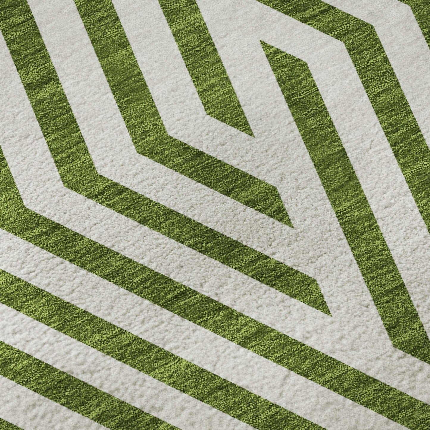 10' X 14' Olive Green And Ivory Geometric Washable Area Rug With UV Protection - HomeRoots - Flyclothing LLC