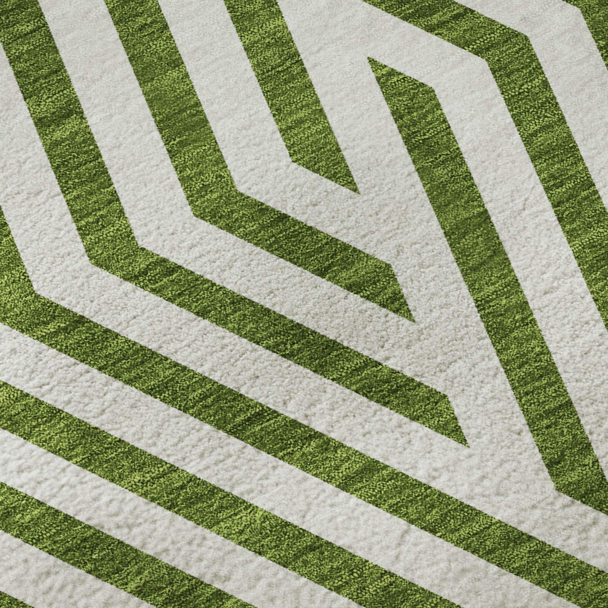 10' X 14' Olive Green And Ivory Geometric Washable Area Rug With UV Protection - HomeRoots - Flyclothing LLC