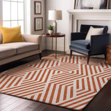 3' X 5' Rust And Ivory Geometric Washable Area Rug With UV Protection - HomeRoots - Flyclothing LLC