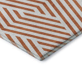 3' X 5' Rust And Ivory Geometric Washable Area Rug With UV Protection - HomeRoots - Flyclothing LLC