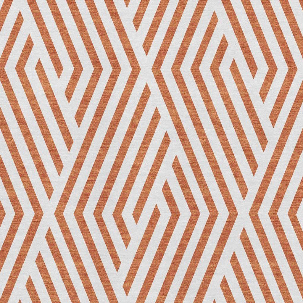 3' X 5' Rust And Ivory Geometric Washable Area Rug With UV Protection - HomeRoots - Flyclothing LLC