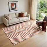 5' X 8' Rust And Ivory Geometric Washable Area Rug With UV Protection - HomeRoots - Flyclothing LLC