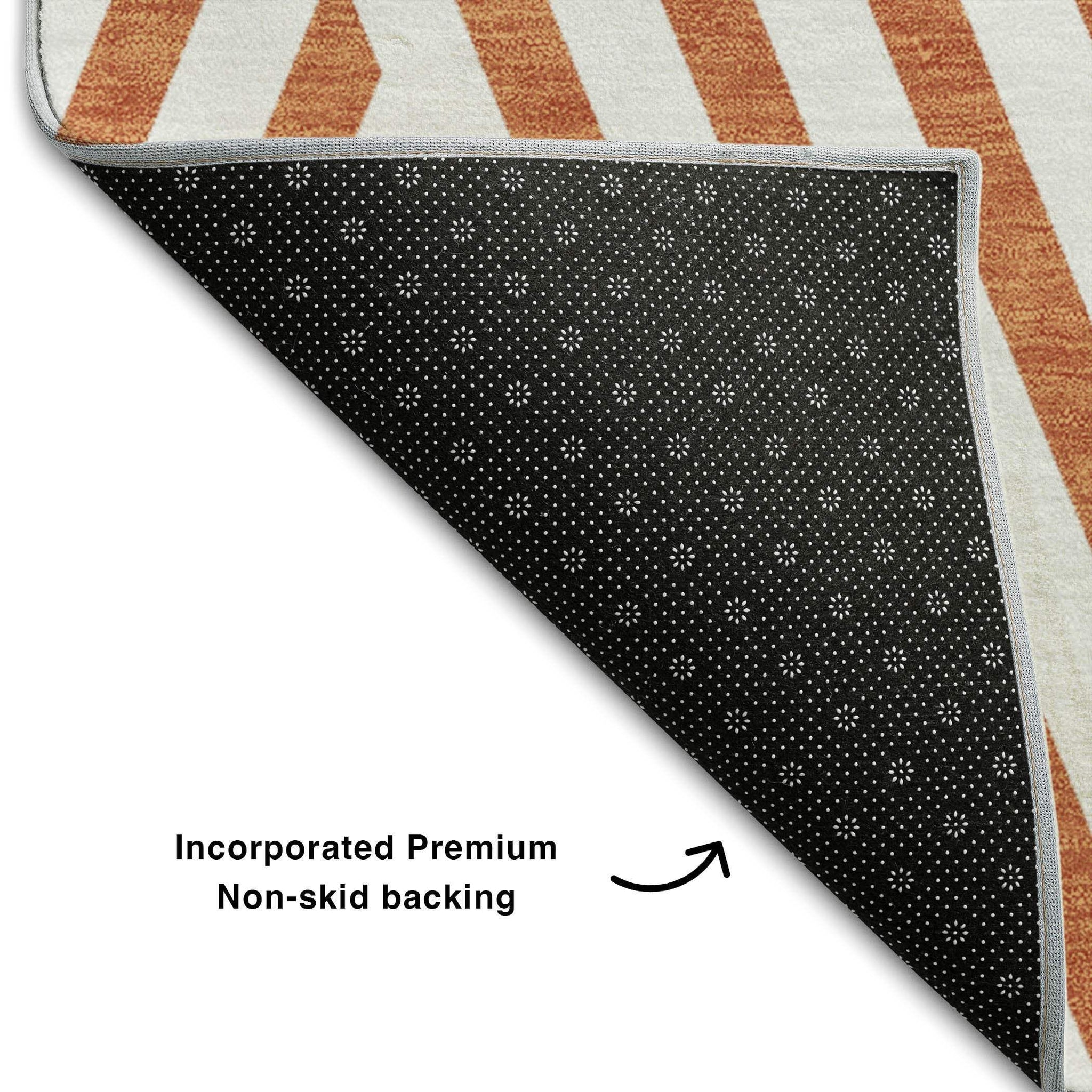 5' X 8' Rust And Ivory Geometric Washable Area Rug With UV Protection - HomeRoots - Flyclothing LLC