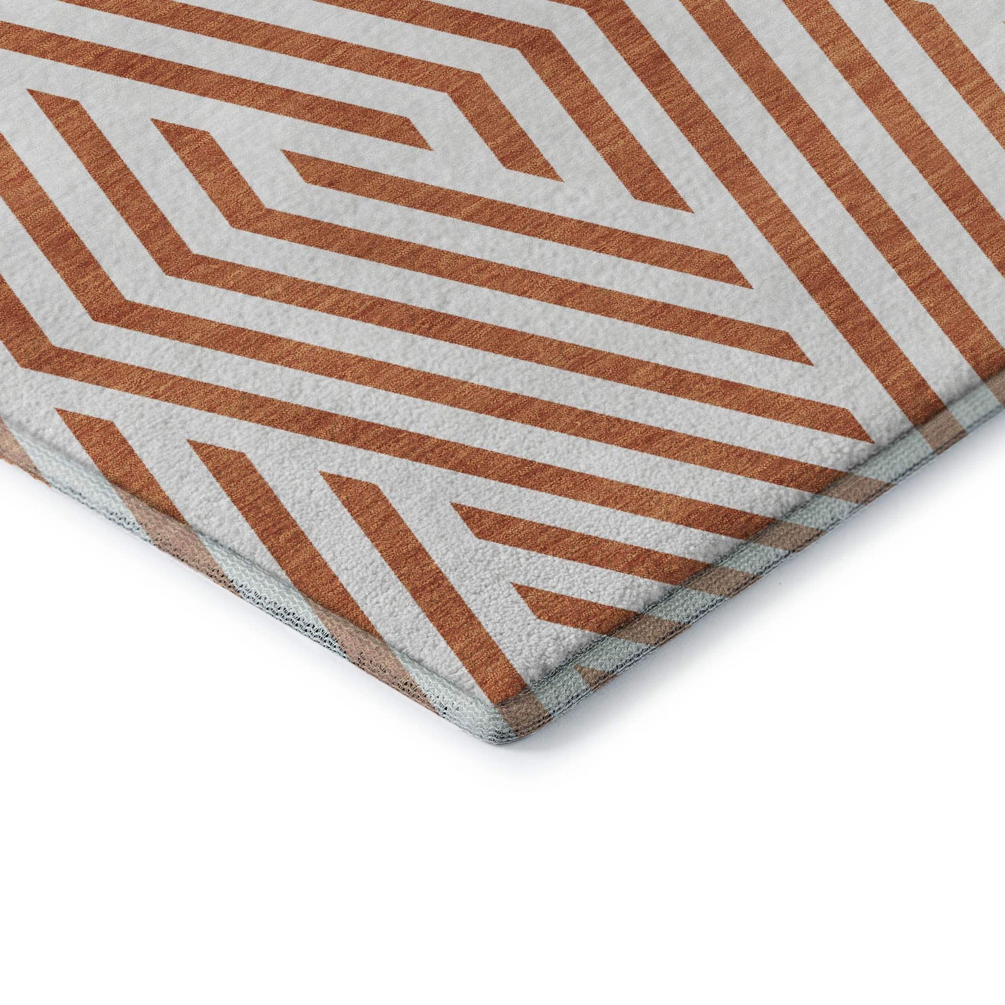5' X 8' Rust And Ivory Geometric Washable Area Rug With UV Protection - HomeRoots - Flyclothing LLC