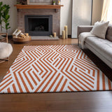 5' X 8' Rust And Ivory Geometric Washable Area Rug With UV Protection - HomeRoots - Flyclothing LLC