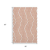 5' X 8' Rust And Ivory Geometric Washable Area Rug With UV Protection - HomeRoots - Flyclothing LLC
