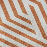 8' Rust And Ivory Geometric Washable Round Rug With UV Protection - HomeRoots - Flyclothing LLC