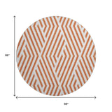 8' Rust And Ivory Geometric Washable Round Rug With UV Protection - HomeRoots - Flyclothing LLC