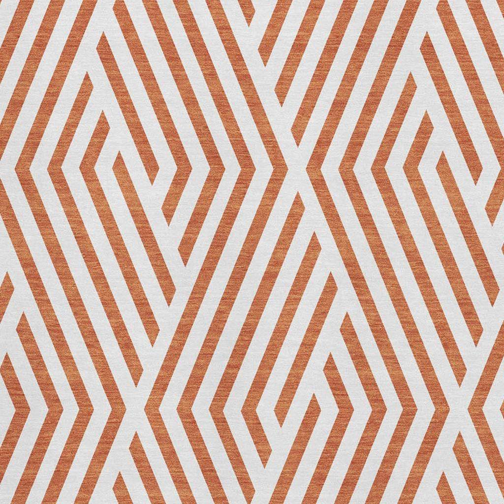 8' X 10' Rust And Ivory Geometric Washable Area Rug With UV Protection - HomeRoots - Flyclothing LLC