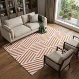 8' X 10' Rust And Ivory Geometric Washable Area Rug With UV Protection - HomeRoots - Flyclothing LLC