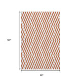 8' X 10' Rust And Ivory Geometric Washable Area Rug With UV Protection - HomeRoots - Flyclothing LLC