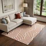 9' X 12' Rust And Ivory Geometric Washable Area Rug With UV Protection - HomeRoots - Flyclothing LLC