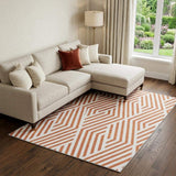 10' X 14' Rust And Ivory Geometric Washable Area Rug With UV Protection - HomeRoots - Flyclothing LLC