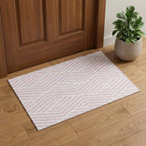 3' X 5' Pink And Ivory Geometric Washable Area Rug With UV Protection - HomeRoots - Flyclothing LLC