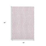 5' X 8' Pink And Ivory Geometric Washable Area Rug With UV Protection - HomeRoots - Flyclothing LLC