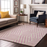 5' X 8' Pink And Ivory Geometric Washable Area Rug With UV Protection - HomeRoots - Flyclothing LLC