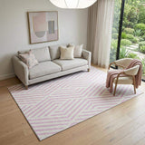 5' X 8' Pink And Ivory Geometric Washable Area Rug With UV Protection - HomeRoots - Flyclothing LLC
