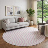8' Pink And Ivory Geometric Washable Round Rug With UV Protection - HomeRoots - Flyclothing LLC
