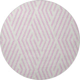 8' Pink And Ivory Geometric Washable Round Rug With UV Protection - HomeRoots - Flyclothing LLC
