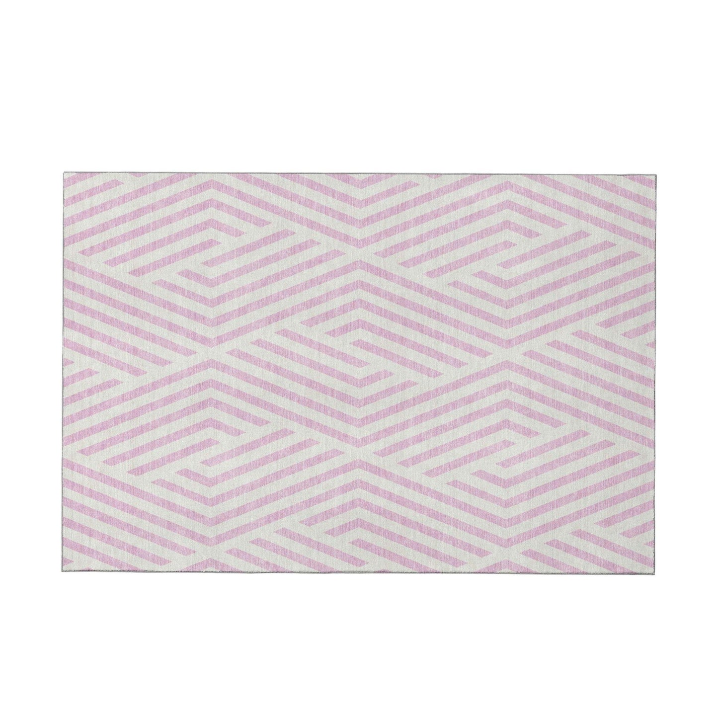8' X 10' Pink And Ivory Geometric Washable Area Rug With UV Protection - HomeRoots - Flyclothing LLC