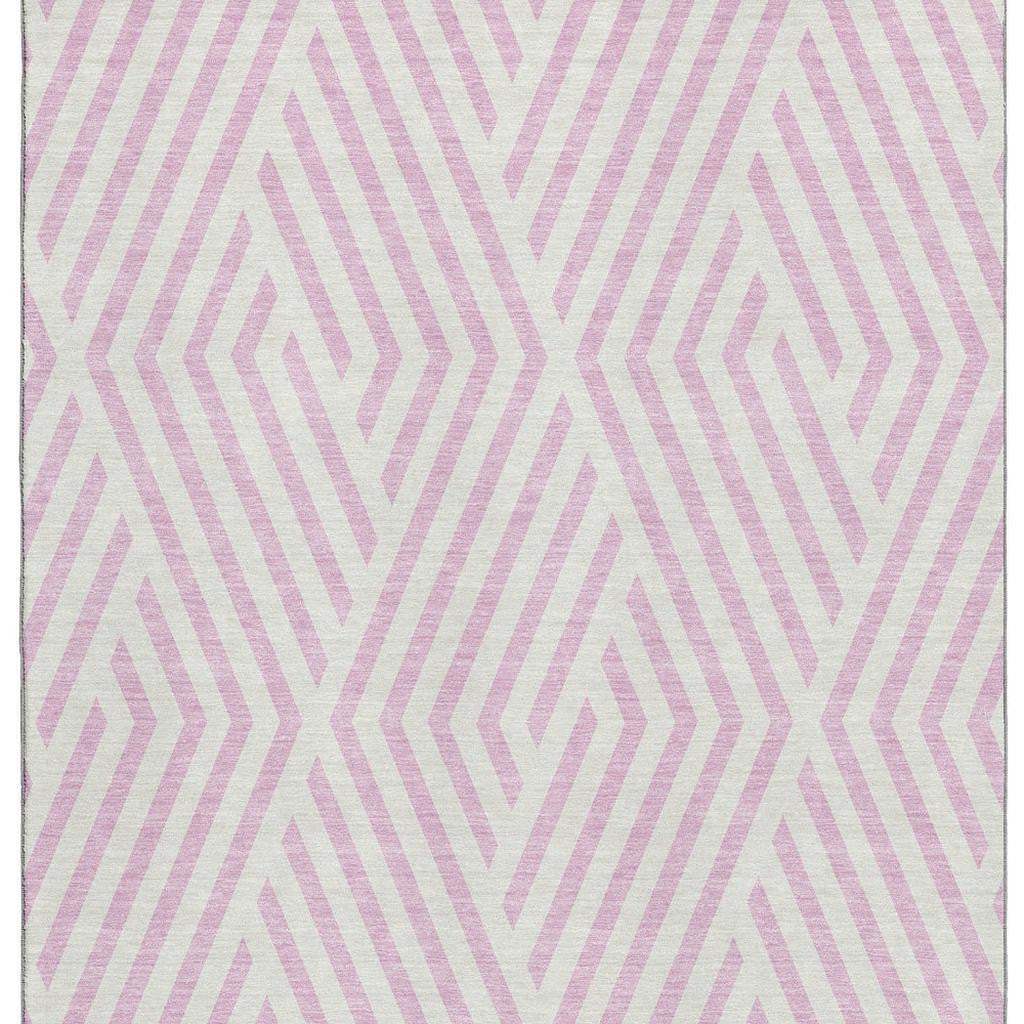 8' X 10' Pink And Ivory Geometric Washable Area Rug With UV Protection - HomeRoots - Flyclothing LLC
