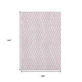 9' X 12' Pink And Ivory Geometric Washable Area Rug With UV Protection - HomeRoots - Flyclothing LLC