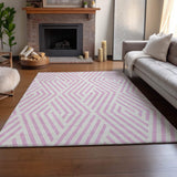 9' X 12' Pink And Ivory Geometric Washable Area Rug With UV Protection - HomeRoots - Flyclothing LLC