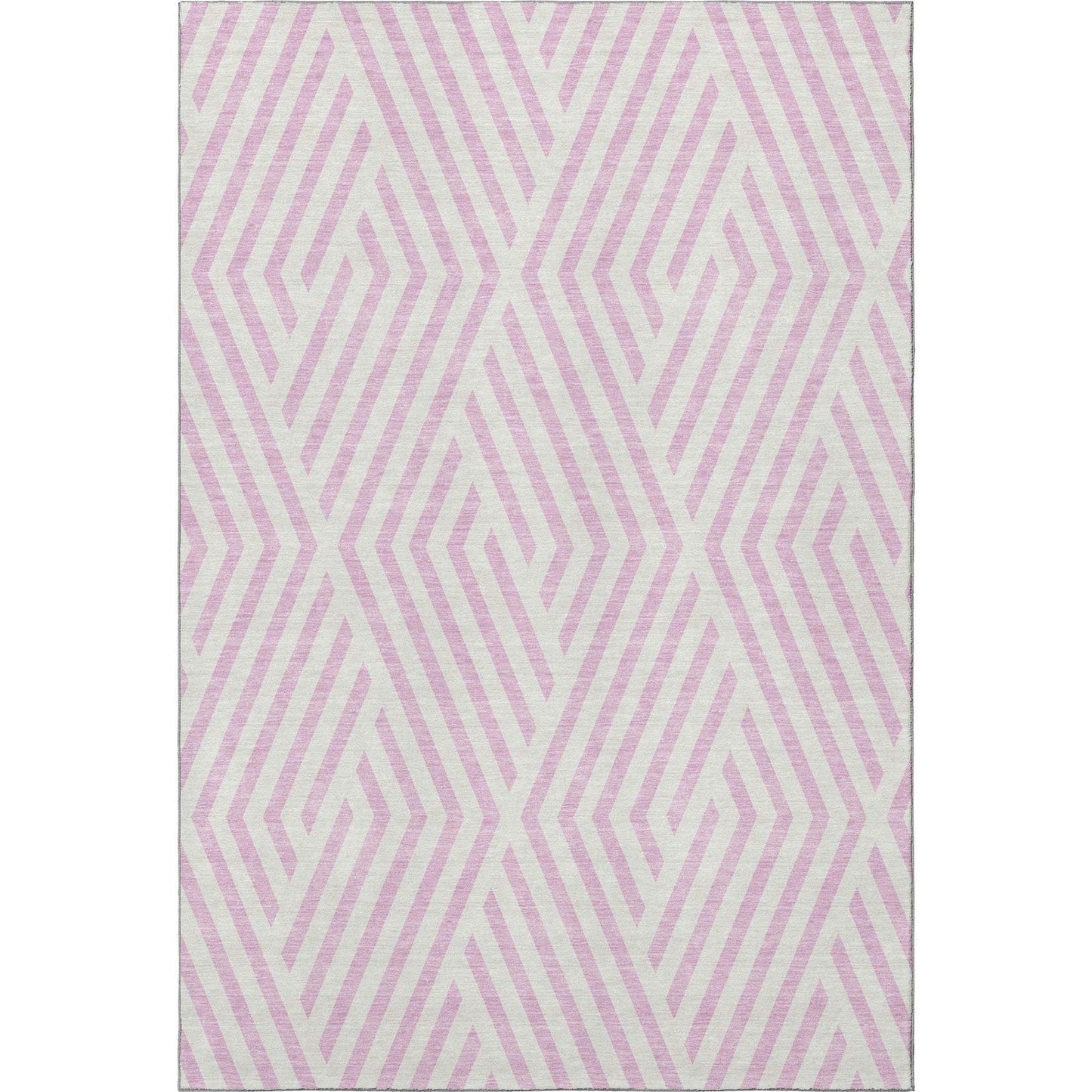 10' X 14' Pink And Ivory Geometric Washable Area Rug With UV Protection - HomeRoots - Flyclothing LLC