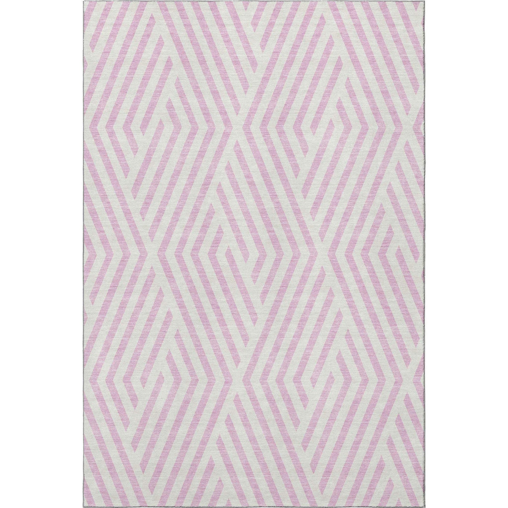 10' X 14' Pink And Ivory Geometric Washable Area Rug With UV Protection - HomeRoots - Flyclothing LLC